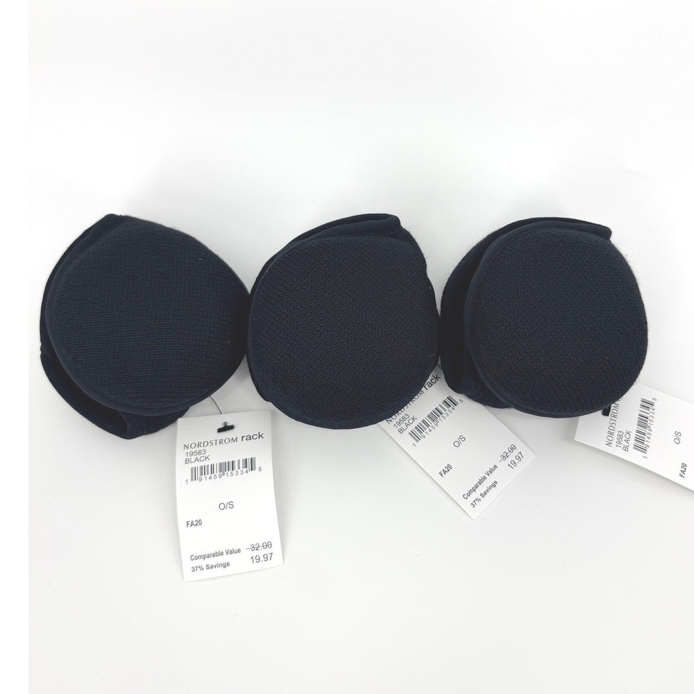Hawke & Co Mens Black Knit Fleece Lined Behind the Head Ear Warmers NWT Lot of 3